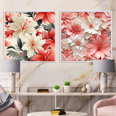 Greenock - Ensemble de 2 collages carrés floraux