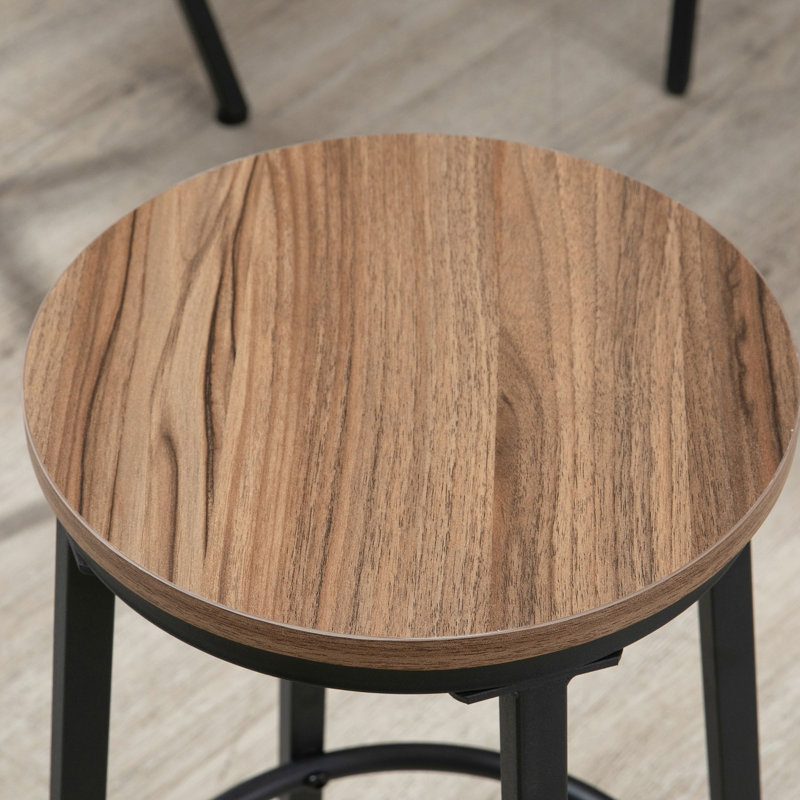 Table industrielle et 5 chaises, cuisine de pub peu encombrante, brun noir. Table ronde, 4 tabourets, la chaise peut supporter un poids de 220 lb, 132 lb pour la salle à manger, les tabourets et les tabourets debout jusqu'à une charge