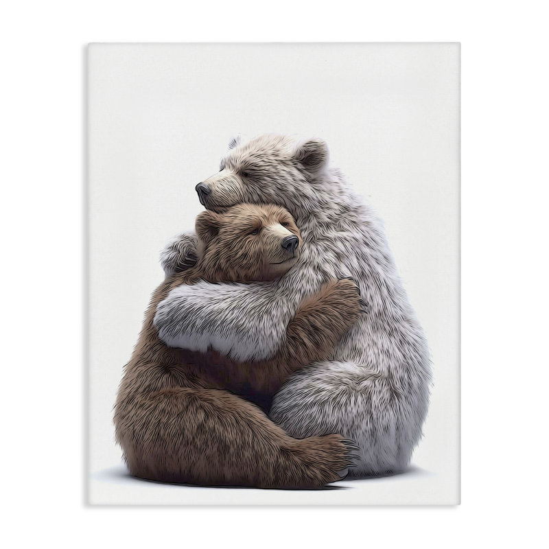 Art mural sur toile étreignant une paire d'ours par Annalisa Latella, H 30 po x l 24 po