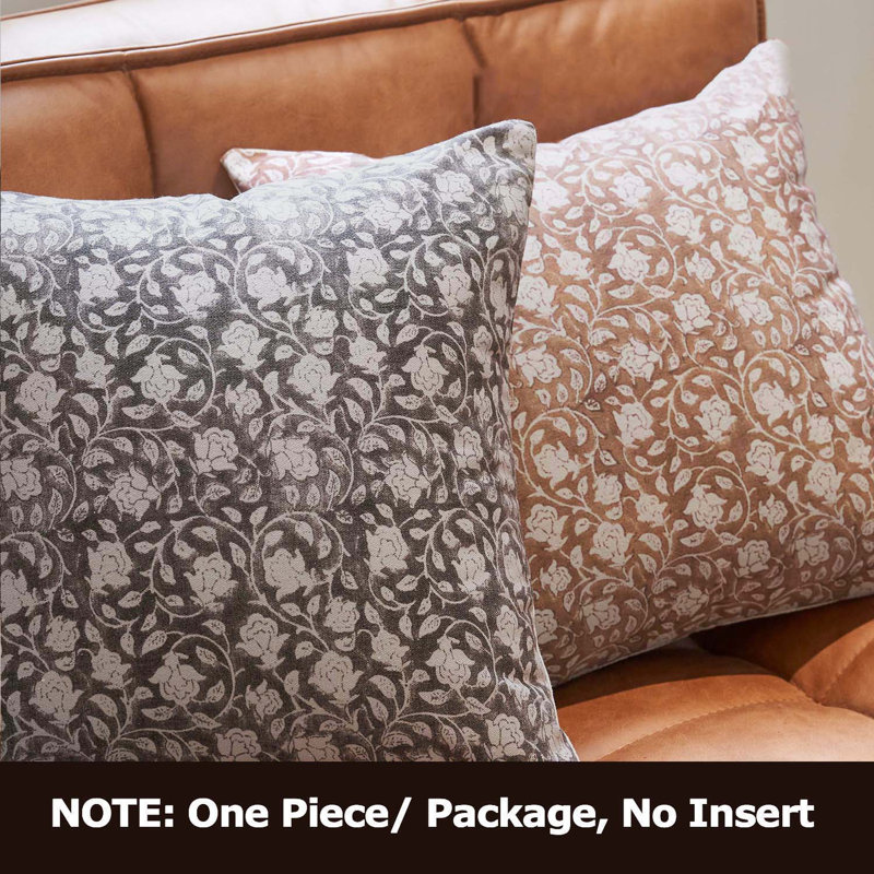 Lierna Elegant Floral Printed Pillow Cover, Taupe, 20"H x 20"W