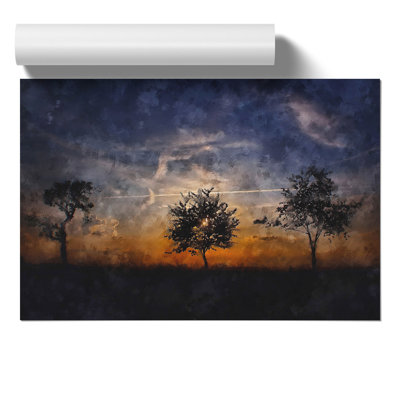 Three Trees At Sunset - No Frame Print