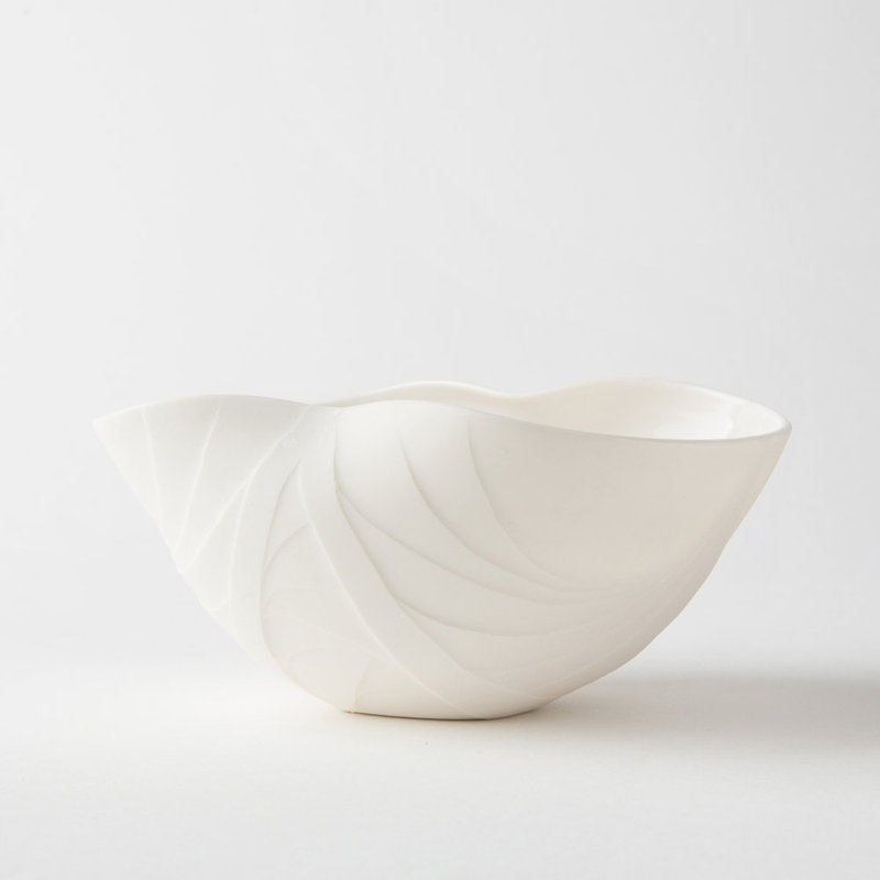 Bol décoratif abstrait en porcelaine blanche Chrysalide