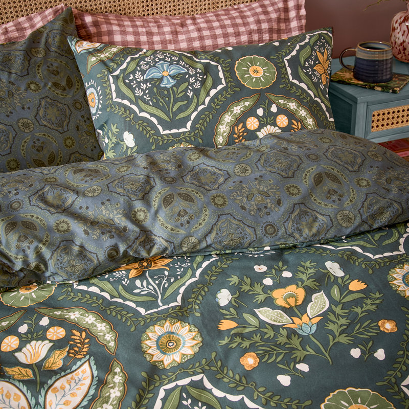 Ember Floral Duvet Cover Set, Super King Duvet Cover Set + 2 Pillowcases