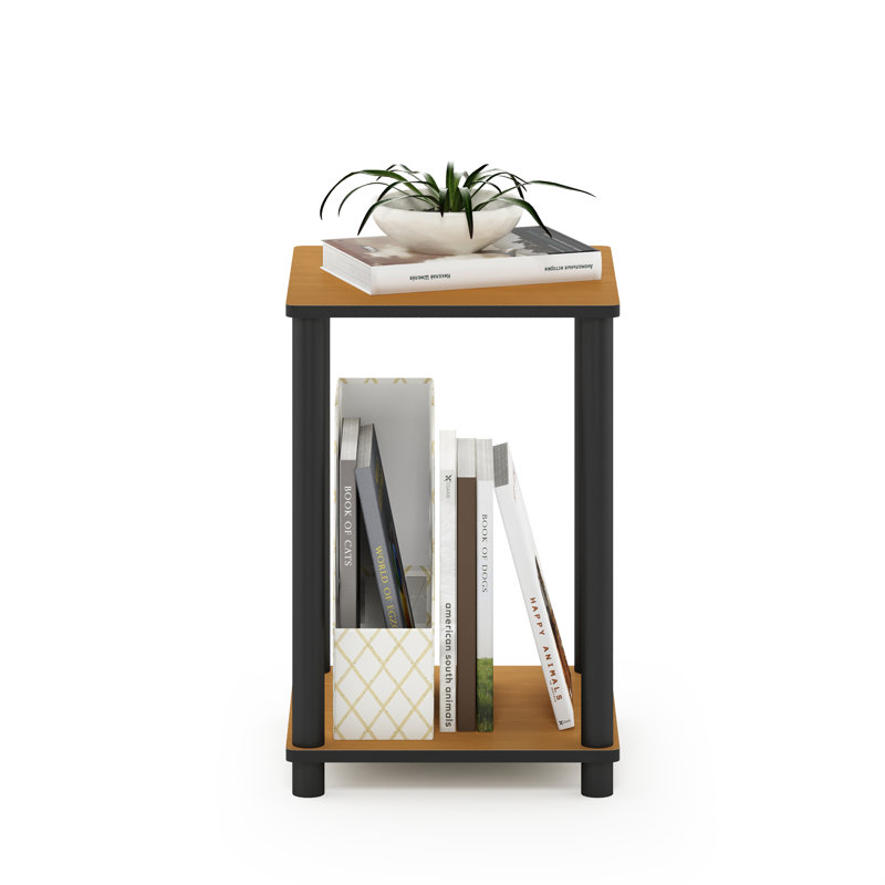End Table with Storage, Light Cherry, Black