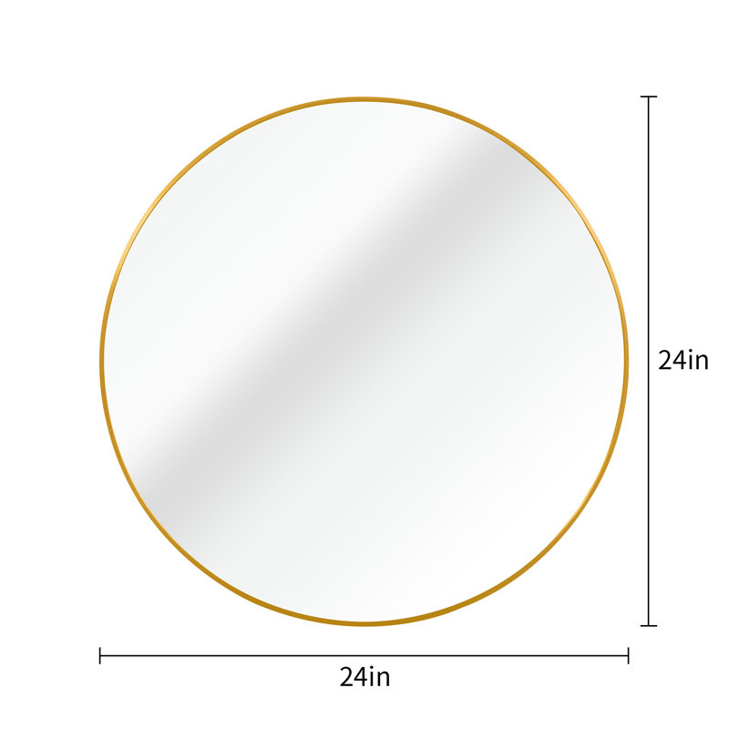 Miroir mural rond 24 po., Doré