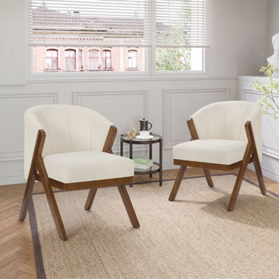 Chaise d'appoint de 23,62 po de largeur avec pieds en bois massif (ensemble de 2)