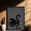 Art encadré noir, cygne noir à bec rouge, impressions rétro de style rétro-2001623568