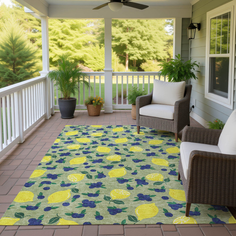 Machine Washable Indoor/Outdoor Bourkelands ACN2354 Fruits Rug, Rectangle 5' x 7'6"