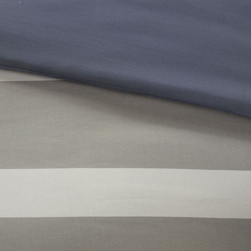 Twin Blue Striped Polyfill Comforter and Sheet Set