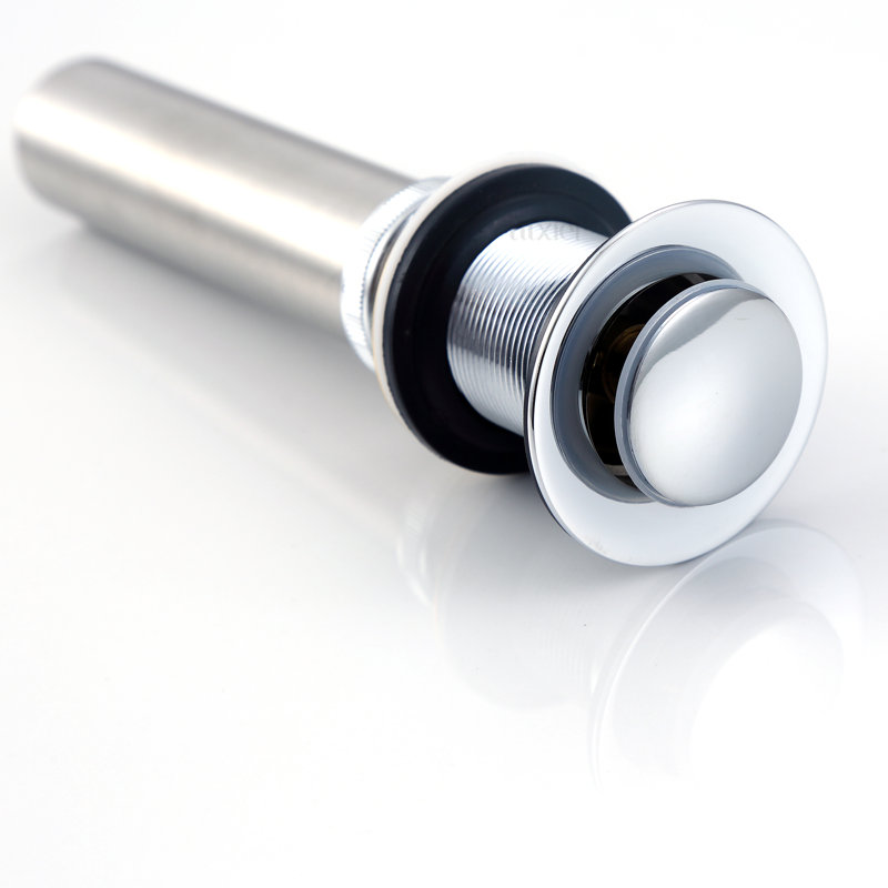 Bouchon de vidange de salle de bain escamotable sans trop-plein, Chrome