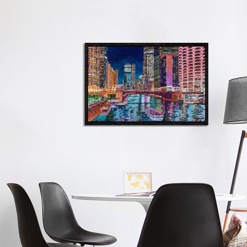 Chicago River By Marina One 1 Piece Wall Art on Canvas, 66.04 cm H x 101.6 cm W, Framed Print without Mat, White