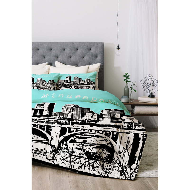 Ensemble de housse de couette Minneapolis, Housse de couette pour très grand lit et 2 très , Ciel