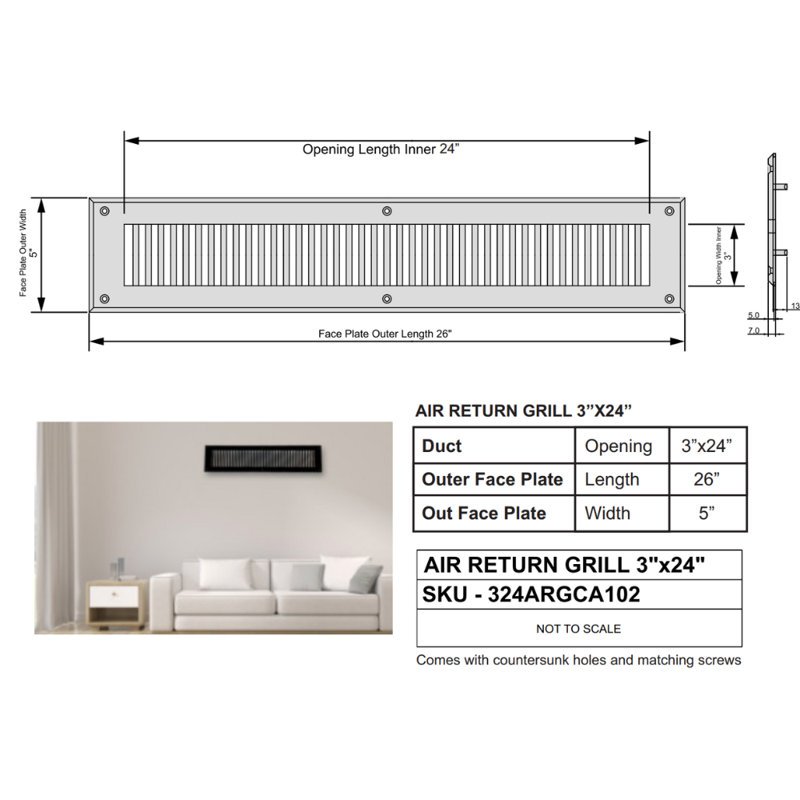 Grille murale en aluminium, Blanc
