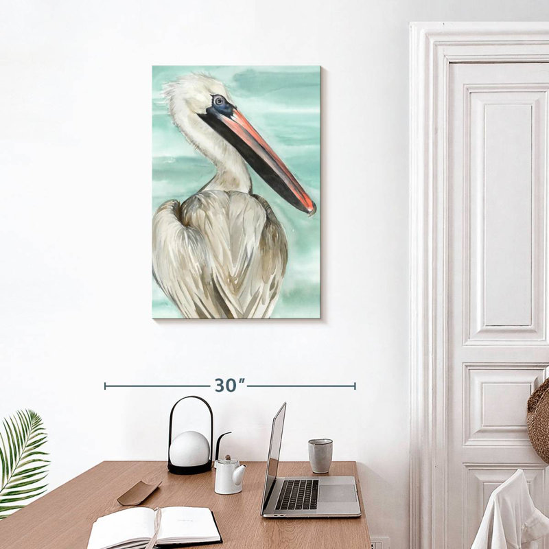 Brampt Turquoise Pelican I, 30" H x 20" W