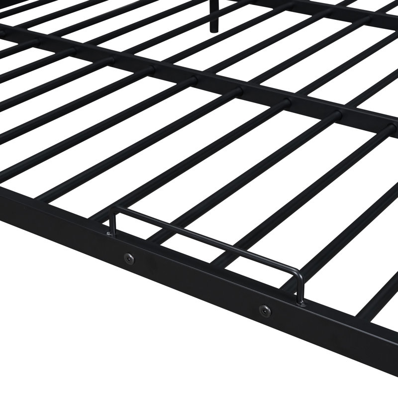 Lit superposé double au-dessus de grand lit double, noir - conception épurée, s'adapte au cadre stable en fer de la chambre à coucher des adolescents, polyvalent