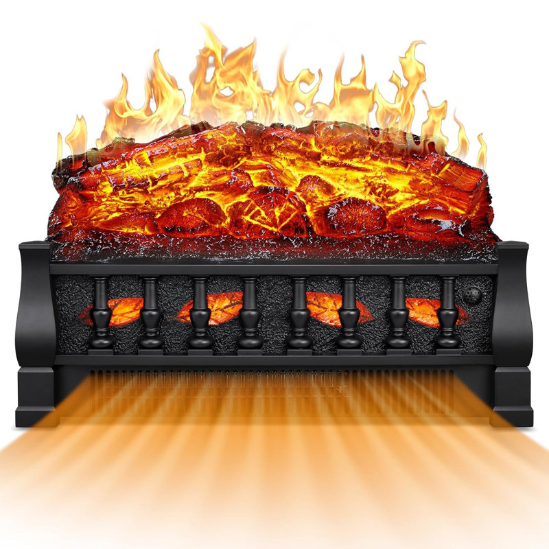 Cheminée électrique encastrée de 50 cm (20 pouces) avec bûches chauffantes, intensité et vitesse de scintillement des flammes réglables, puissance de 1500 W, protection contre la surchauffe