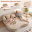 Canapé-lit convertible avec console porte-gobelets, causeuse deux places en chenille sans dossier pour salon-357957828