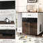 Indoor Hidden Cat Litter Box With 2 Drawers And Door, White Brown Side Table, Grooved Grille For Cats' Safe Easy Exit Enclosure, Multifunctional Table Cats, Storing Magazines, At Entrance