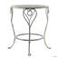 Table d'appoint ronde en fer 26 x 26 x 30 po, finition argentée patinée, table de bout décorative de style champêtre français avec pieds torsadés