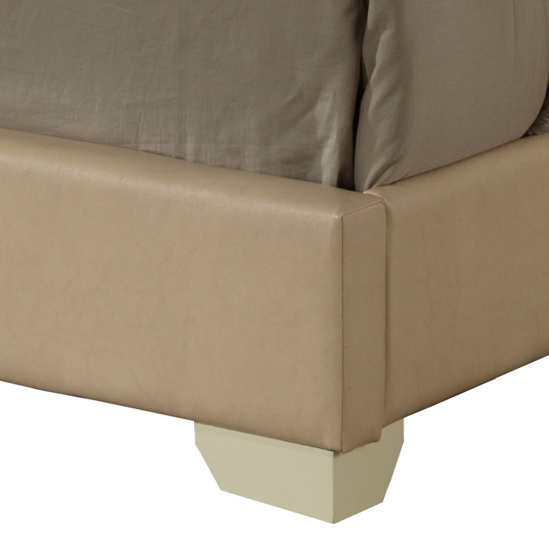 Upholstered Low Profile Standard Bed, Full, Beige