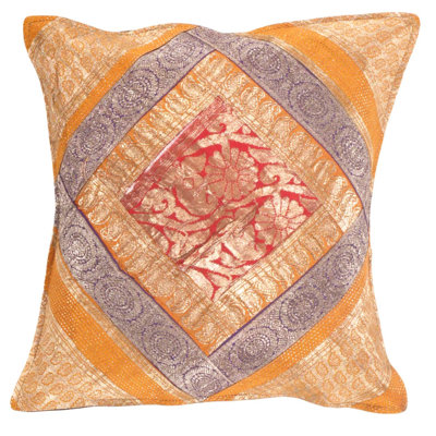 Taie d'oreiller carrée en soie rétro 16 "Sari