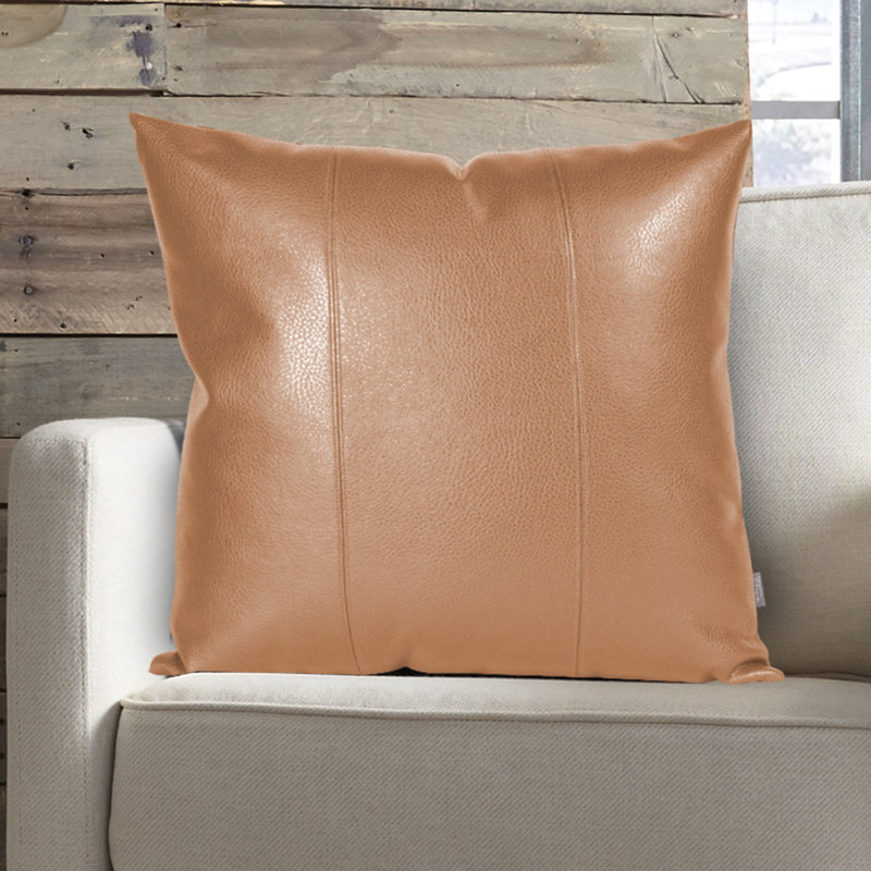 Square Polyurethane Pillow Cover & Insert, Bronze
