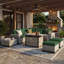 Ensemble de conversation modulaire de patio 9 pièces avec table foyer, canapé sectionnel et deux poufs-595712422