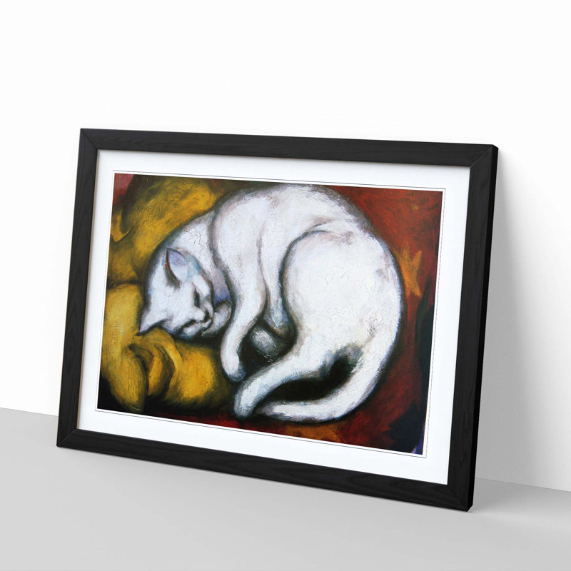 Sleeping Cat by Franz Marc - Framed Print, Black