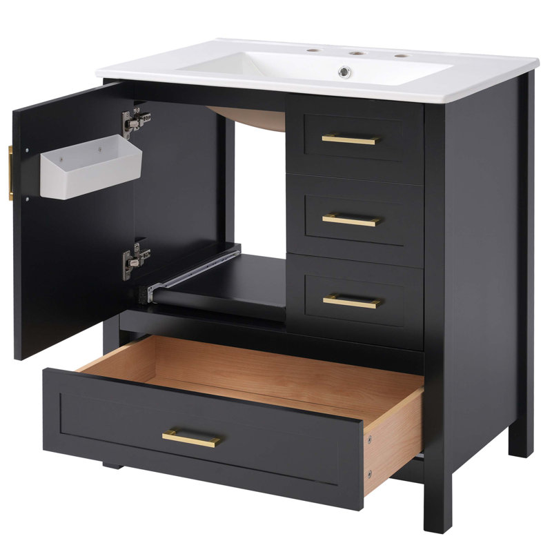 Bathroom Vanity with Sink Combination Set, Featuring Soft Close Function, Multiple Drawers, Removable Tray, and Solid Construction for Optimal Storage and Style