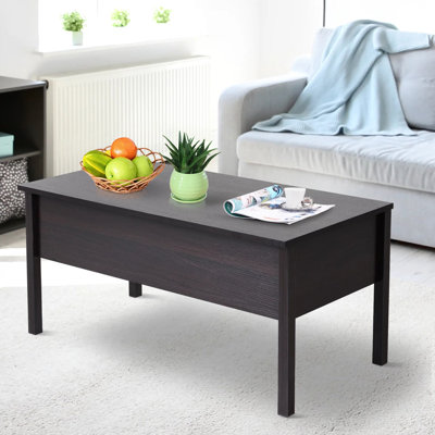 Table basse à 4 pieds avec plateau relevable et rangement Carmenita