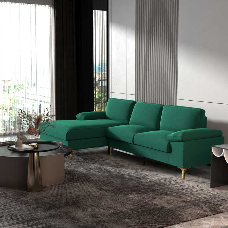  Macaro 103"L Upholstered Sofa, Green Cotton