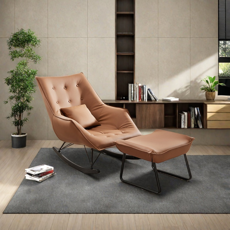 Chaise berçante confortable, Brun