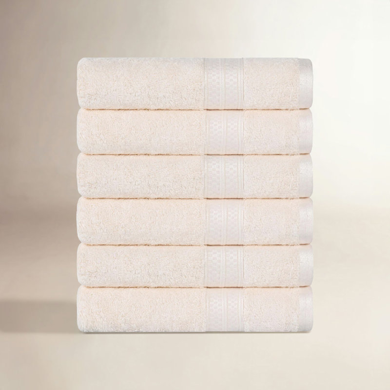 Ensemble de serviettes Nolhan 60% coton et 40% rayonne de bambou, Ivoire