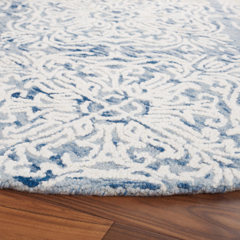 Tapis en laine touffeté à la main Davyan, Rond 4 pi