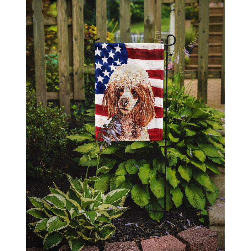 2 côtés en polyester de 2 côtés american drapeau de jardin, Caniche gris