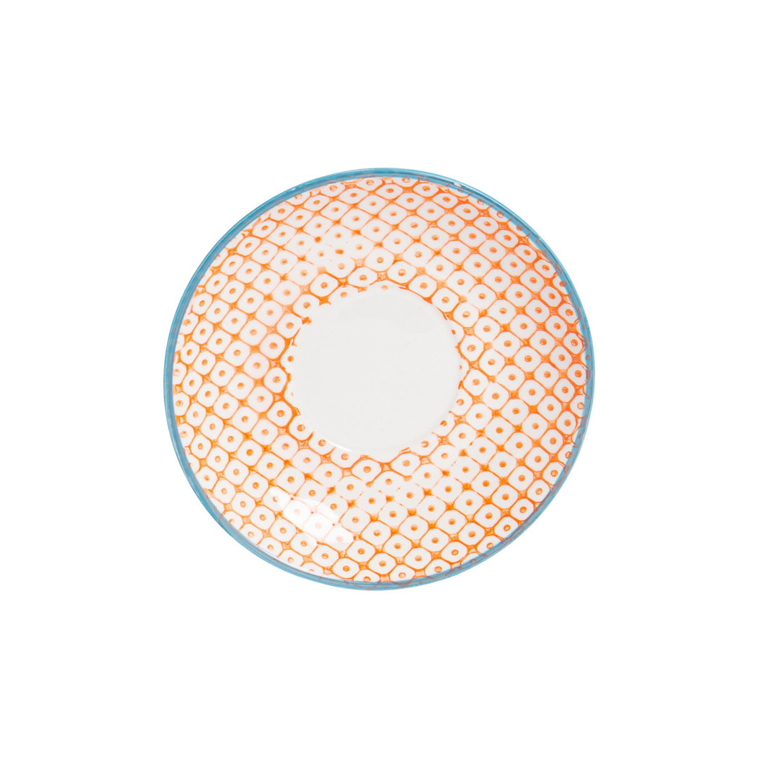 Nicola Spring - Hand-Printed Cappuccino Saucer - Orange