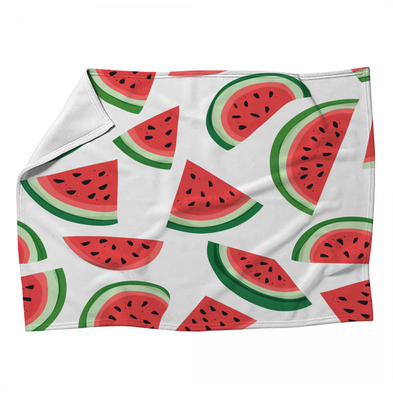 Fruit Fleece Throw Blanket - Watermelon Throws for Sofas or Beds, 60" W x 80" L