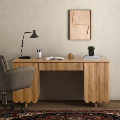 Kristy Fluted Wood Desk by Corrigan Studio