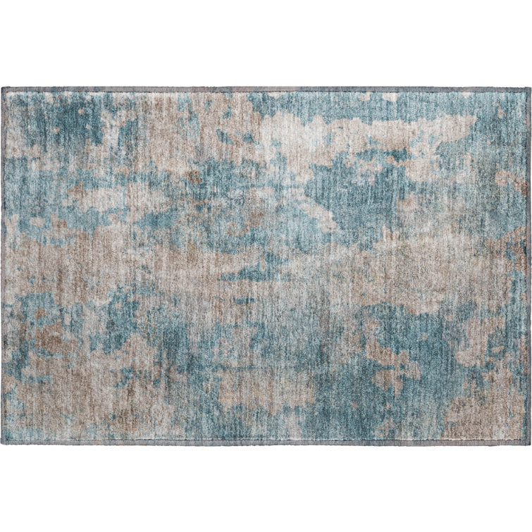 Premium Machine Washable Cerrito AMF573 Teal Rug