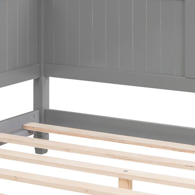 Full Size Wood Daybed/Sofa Bed, with Wood Slats, Gray, Gray, Full / Double