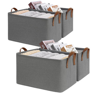 4-Pack Cube Storage Bins, 16.75x11x9.75 Inch Closet Organizer Storage Baskets for Shelves & Household Organization