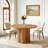 Wood Round Dining Table Fluted Kitchen Dinner Table