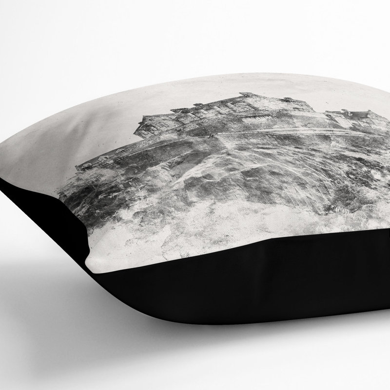 Edinburgh Castle in Scotland Cushion with Filling, Black, 40cm H x 40cm W x 15cm D