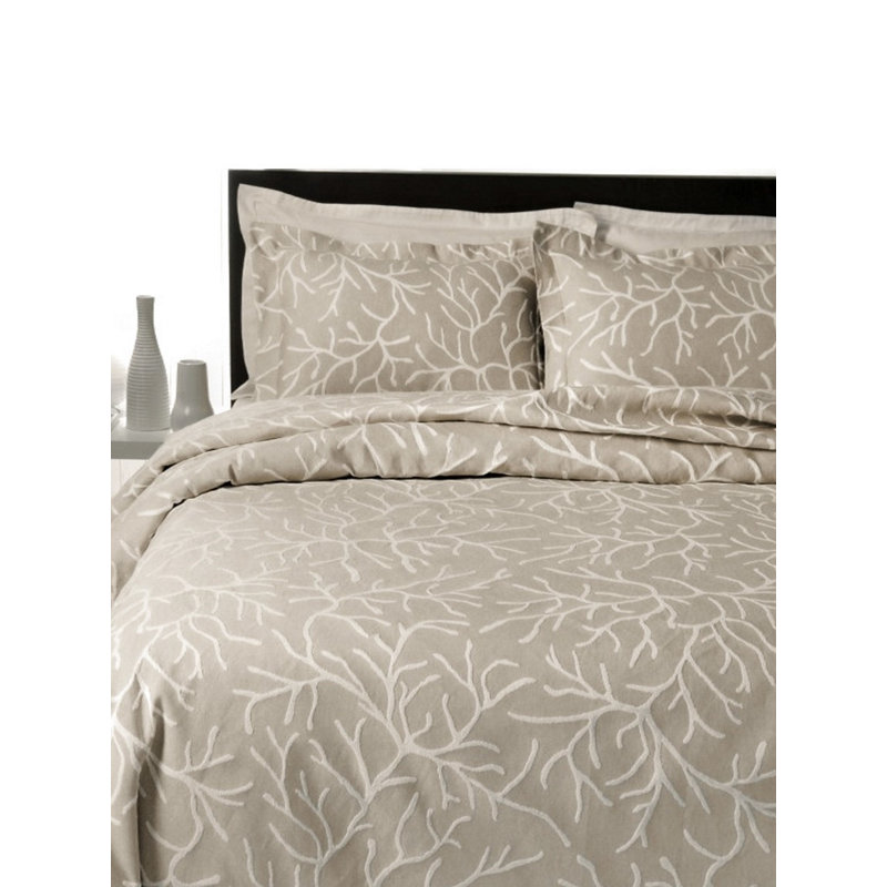 Coral Glory Jaquard Woven Coverlet Coastal Cotton Standard Floral Coverlet,  Queen
