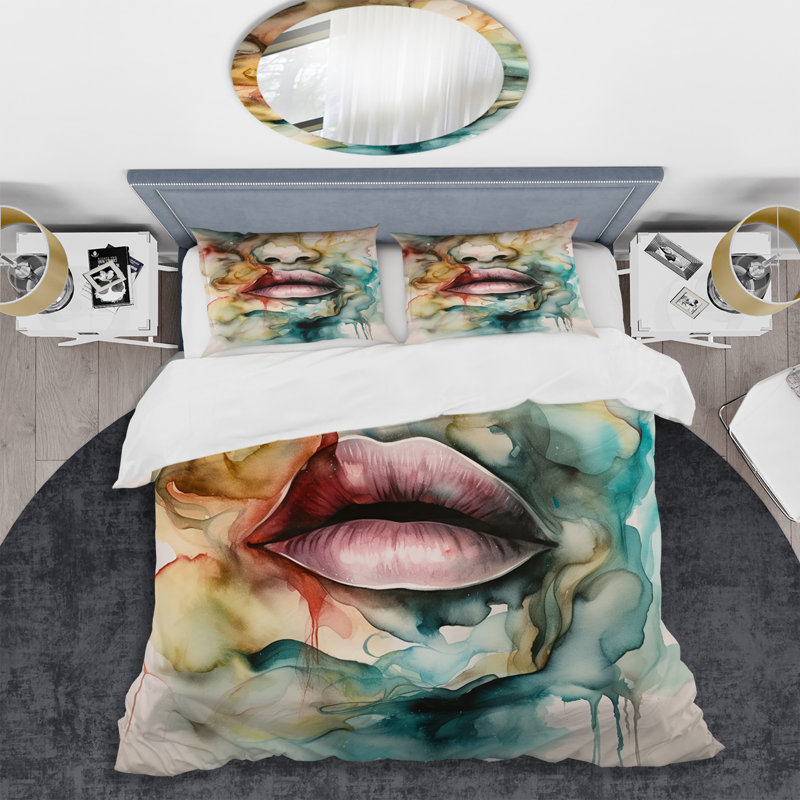Ensemble de housse de couette en microfibre / polyester Colorful Lips Bedding