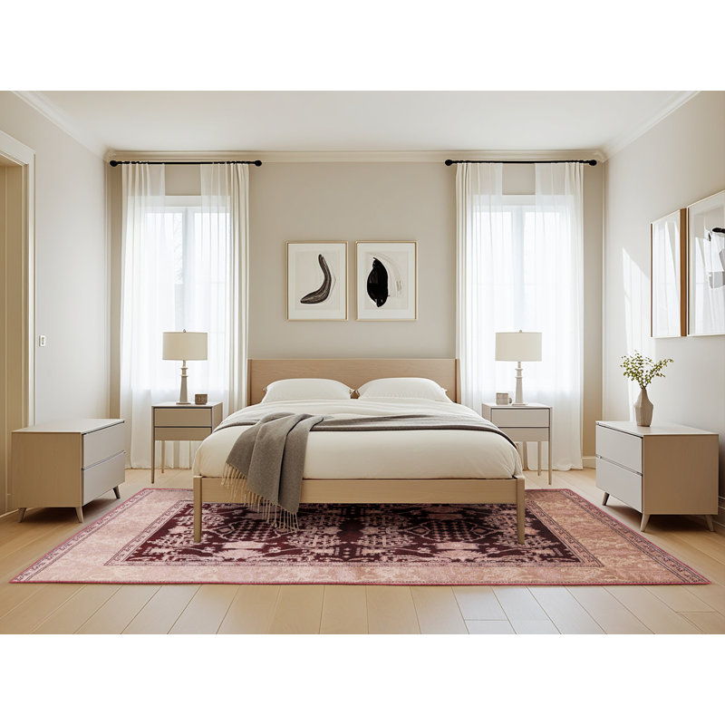 Tapis oriental cramoisi / pêche Oriental, Rectangle 5 pi x 8 pi