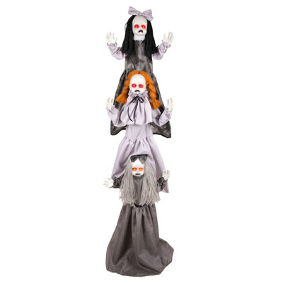 Figurine animée d'Halloween triplement animée de 3 pi 9 po Haunted Hill Farm avec tête mobile et yeux rouges à DEL