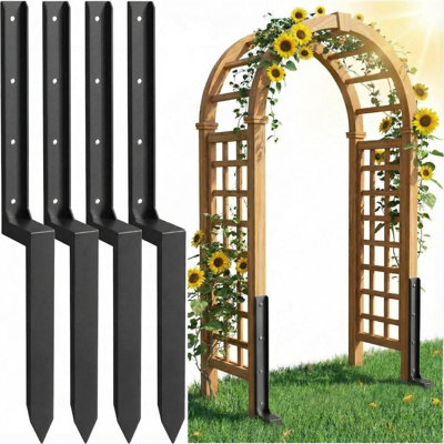4 Packs Heavy Duty Metal Fence Post Repair Kit, H‑Shaped Support Stakes for 4x4/6x6 Wood Posts, Quick Fix Leaning/Broken Fence for Garden Yard Farm