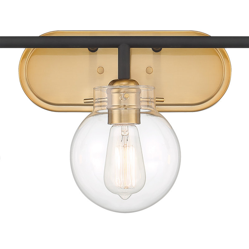 Sandroyd 3 - Light Bathroom Steel Dimmable Vanity Light, Black/Brass