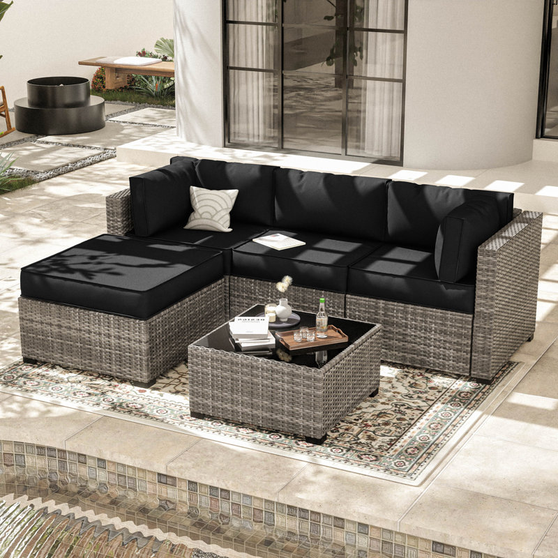 Wynee 9Pcs Outdoor Cushions Patio Sectional Cushions Replacement Set For 3 Seats, Cushions Only (Set Of 3 Seats , 3 Backs , 2 Short Backs , 1 Ottoman Cushions)